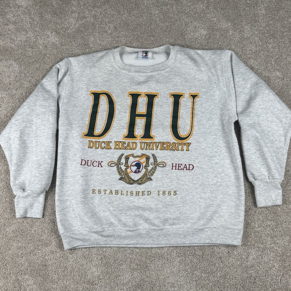 Vintage Duck Head University Pullover VTG 90s Y2K Medium Sweatshirt Made in USA
